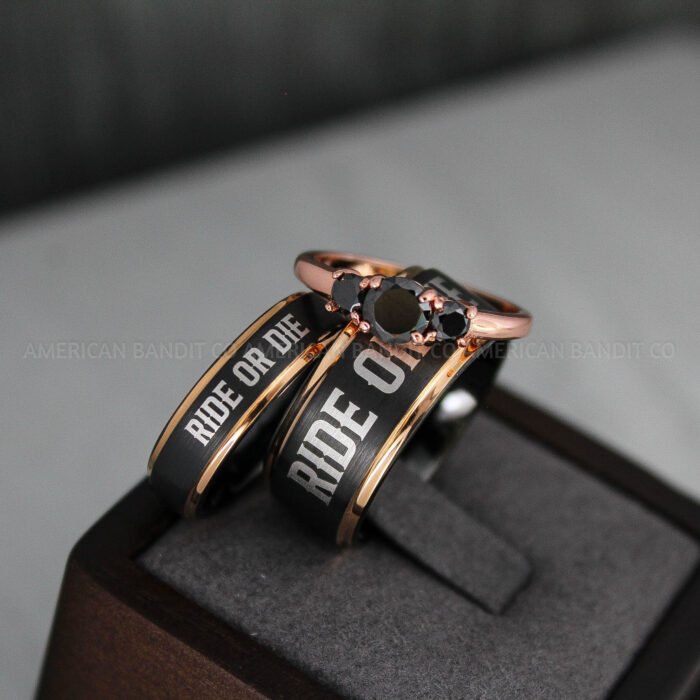 Ride or Die Rings, Ride or Die, Ride or Die Wedding Rings, Ride or Die Wedding Bands, Black Wedding Rings, Black Wedding Bands, Biker Rings - Image 1