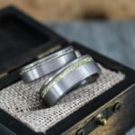 Meteorite Rings, Meteorite Wedding Bands, Silver Tungsten Bands with Meteorite Inlay