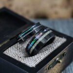 Abalone Shell Rings, Meteorite Rings, Couple Rings, Matching Wedding Rings