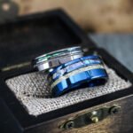 Abalone Shell Rings, Meteorite Rings, Couple Rings, Matching Wedding Rings - Image 5