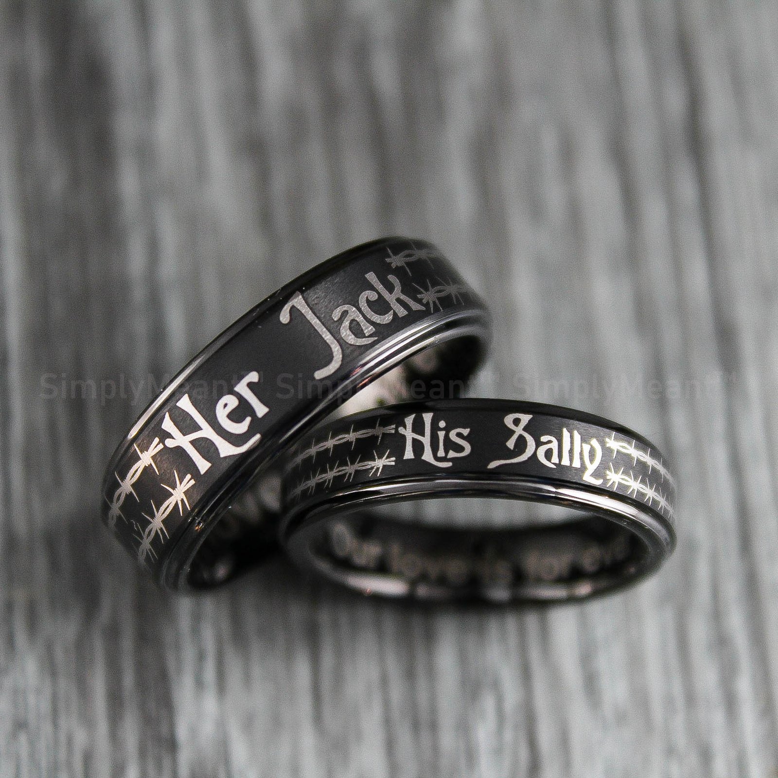 IMG_1594 Her Jack His Sally Rings, Simply Meant To Be Wedding Bands, Couple Rings - Image 3