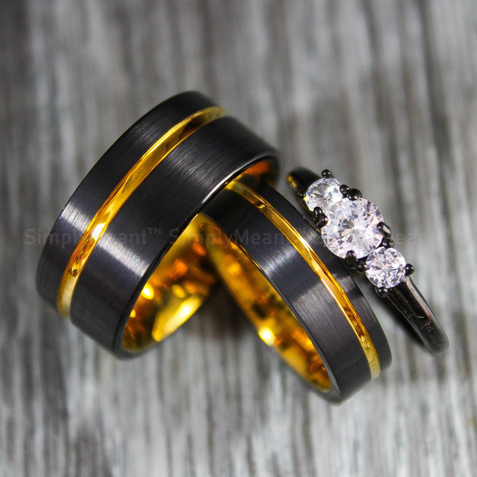 IMG_1632 Couple Rings, Black Wedding Bands, Matching Wedding Rings - Image 1