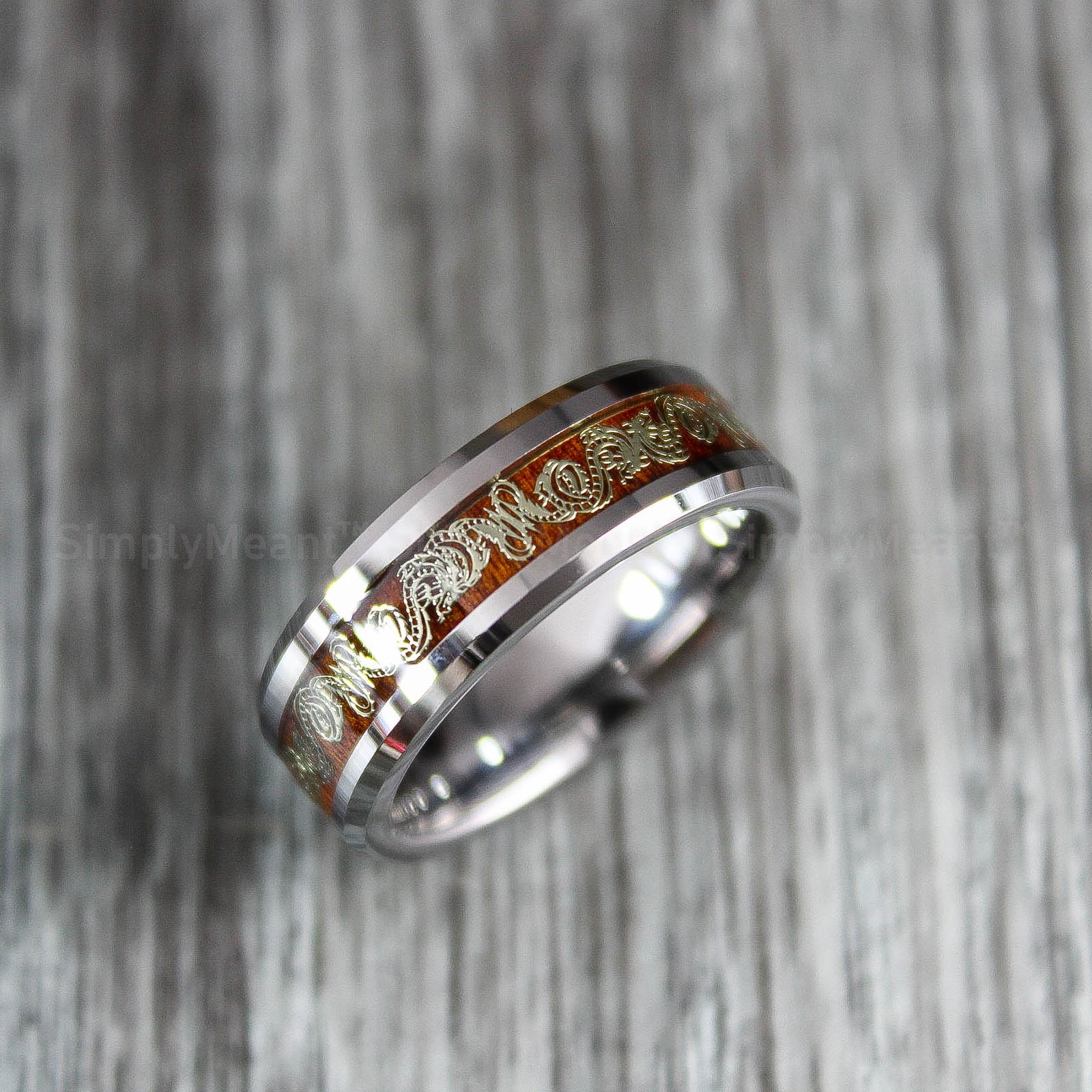 IMG_1676 Wood Ring, Dragon Scroll Ring, Wood Wedding Band, Dragon Jewelry - Image 1