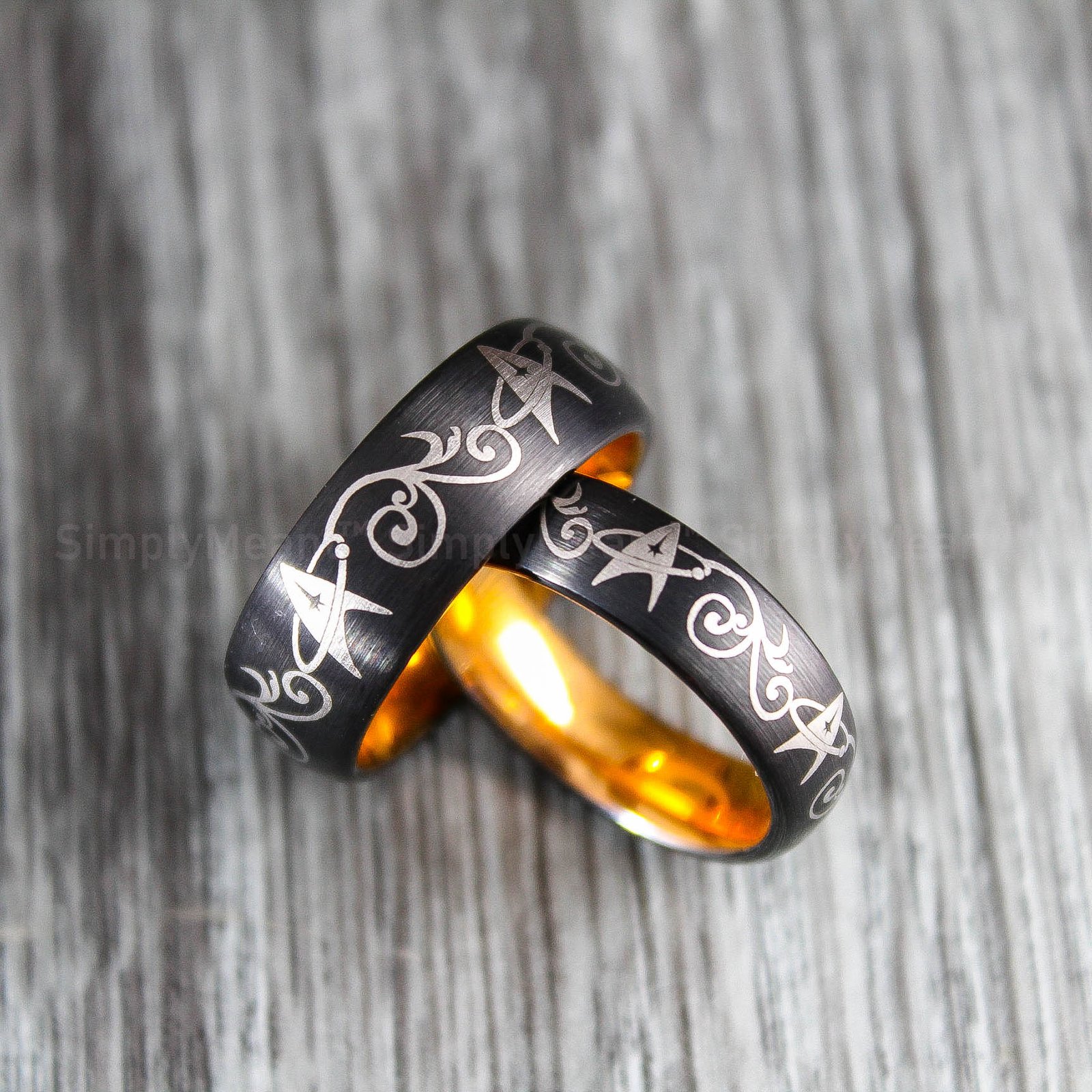 IMG_1702 Star Trek Wedding Rings, Starfleet  Wedding Rings, Starfleet Jewelry, Star Trek Rings - Image 1