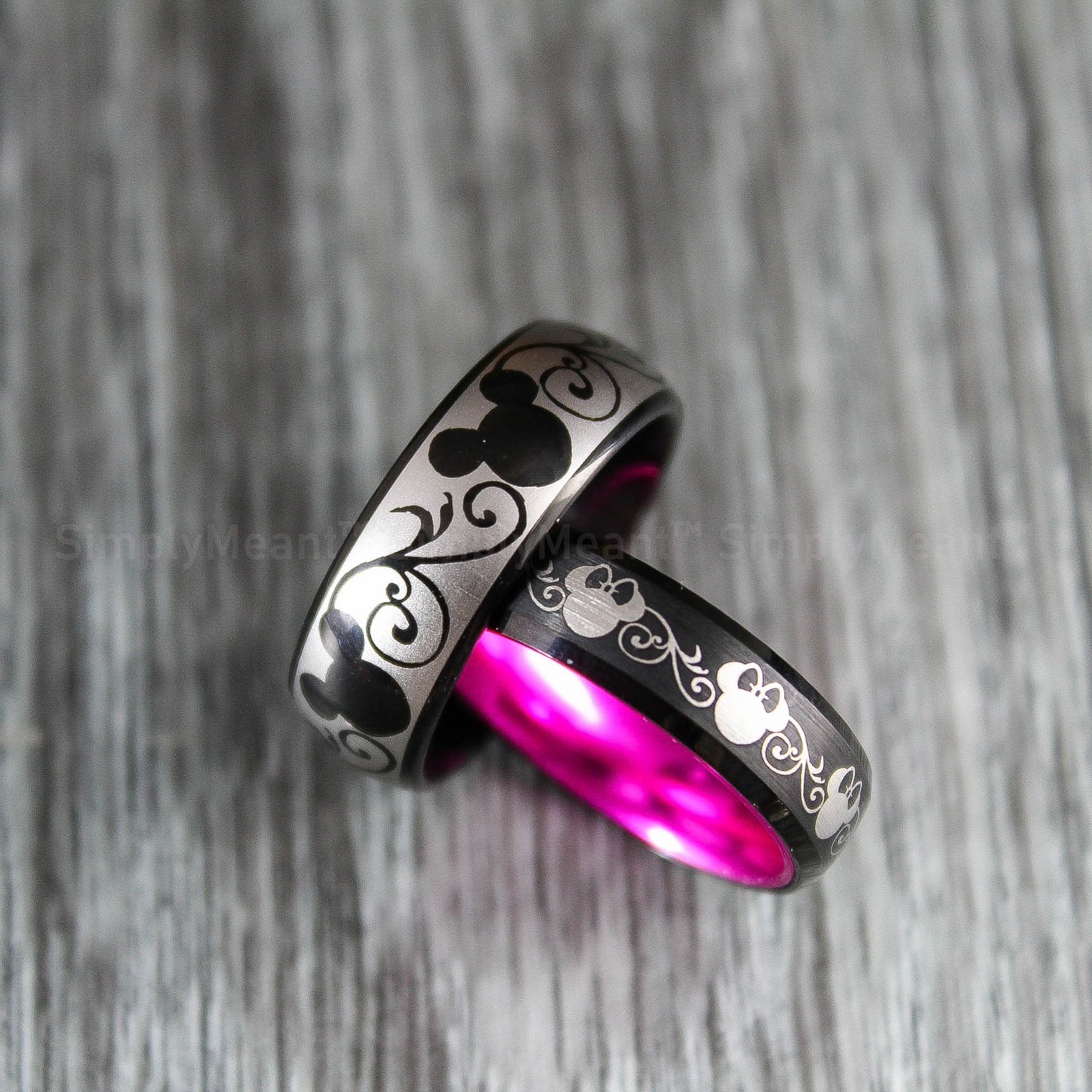 IMG_1711 Mickey Mouse Rings, Mickey Mouse Wedding Bands, Matching Couple Rings - Image 1