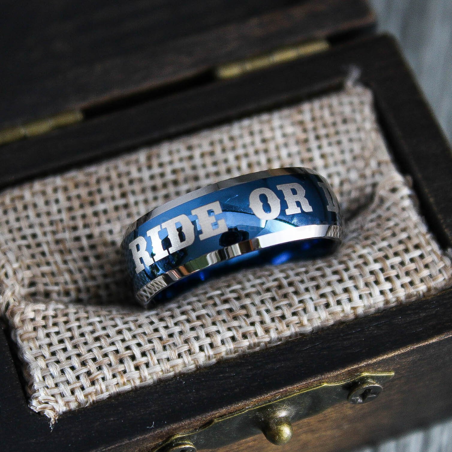 IMG_1747 Ride or Die Rings, Blue Wedding Bands, Couple Ring Set, Matching Couple Rings - Image 3