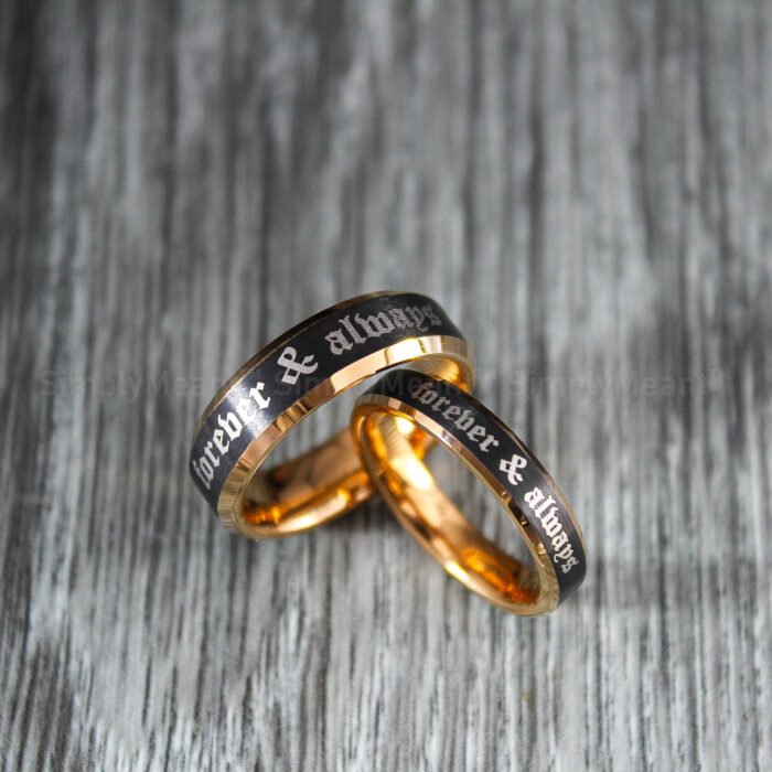 Forever and Always Ring, Black Wedding Bands, Forever and Always Wedding Band - Image 3