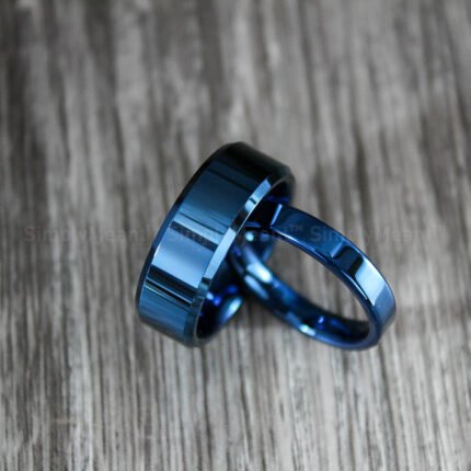 Blue Wedding Rings, Couple Wedding Bands, Couple Ring Set, Blue Wedding Bands
