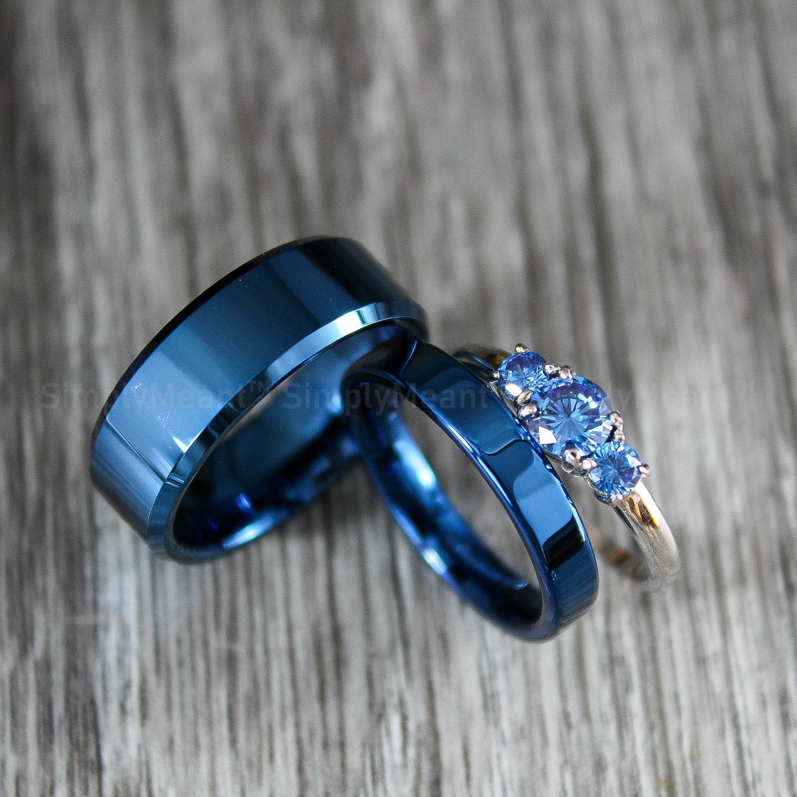 IMG_1848 Blue Wedding Rings, Couple Wedding Bands, Couple Ring Set, Blue Wedding Bands - Image 5