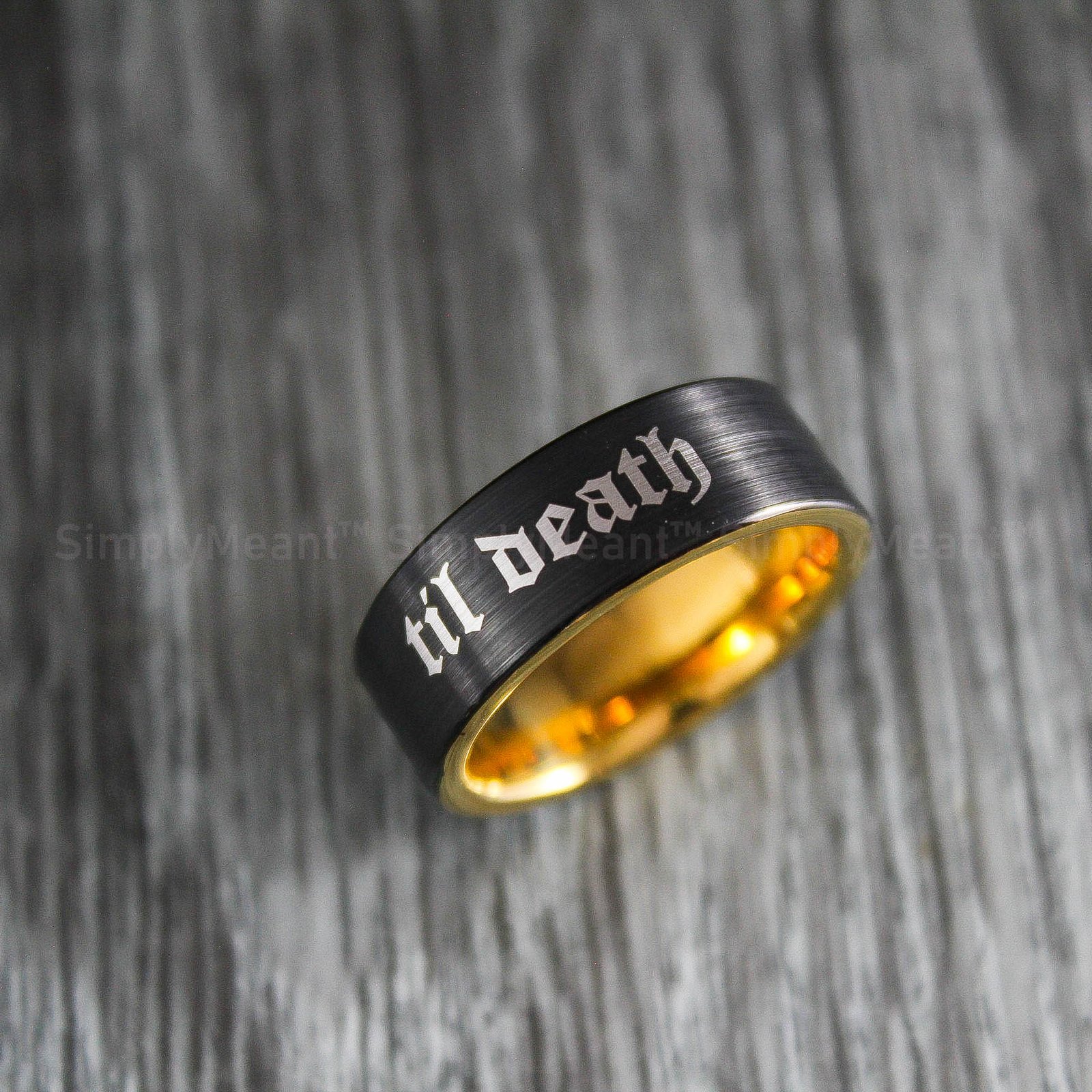 IMG_1849 Til Death Rings, Black Wedding Bands, Couple Ring Set, Matching Couple Rings - Image 4