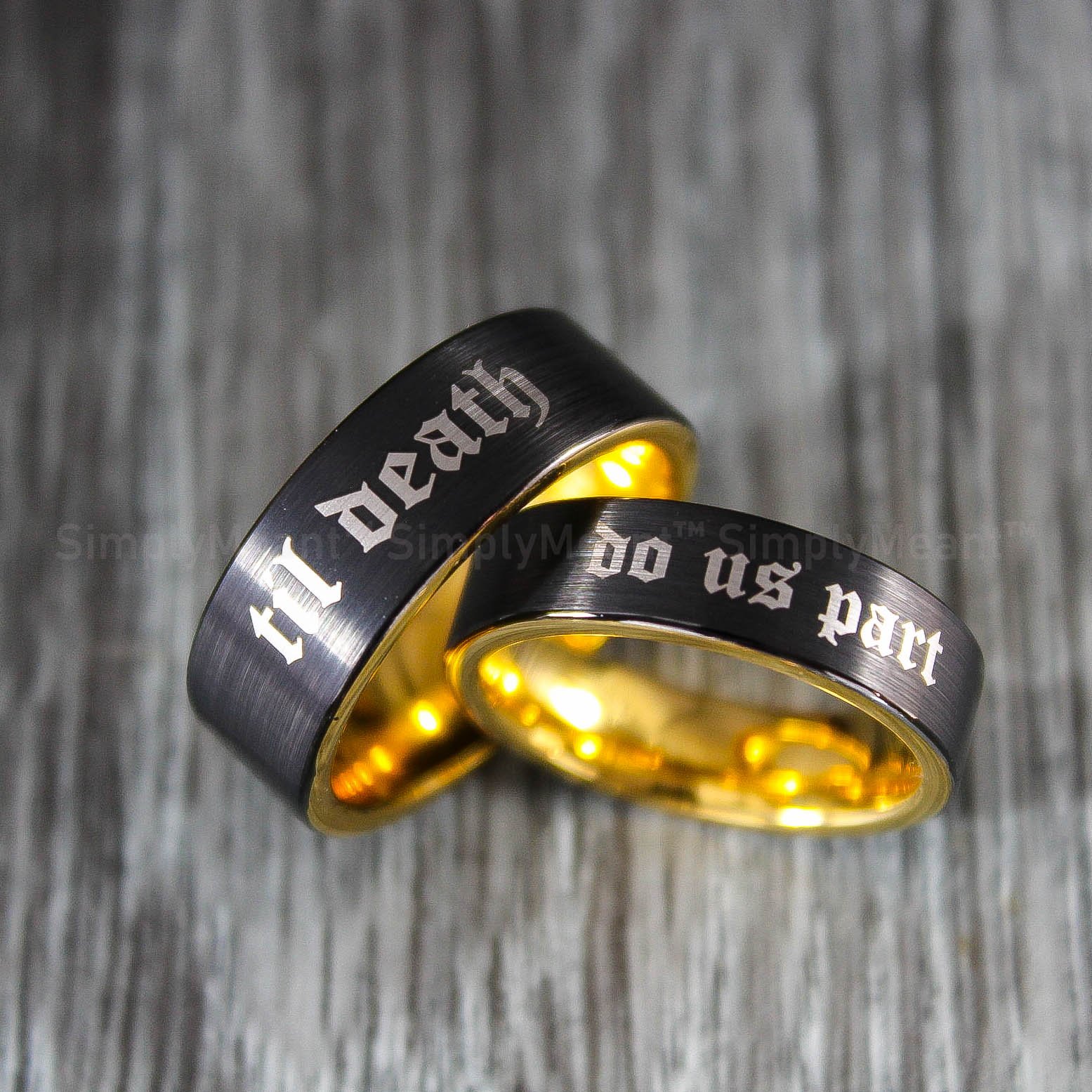 IMG_1851 Til Death Do Us Part Rings, Black Wedding Bands, Couple Ring Set, Matching Couple Rings - Image 1