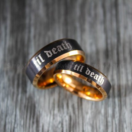 Til Death Rings, Black Wedding Bands, Couple Ring Set, Matching Couple Rings