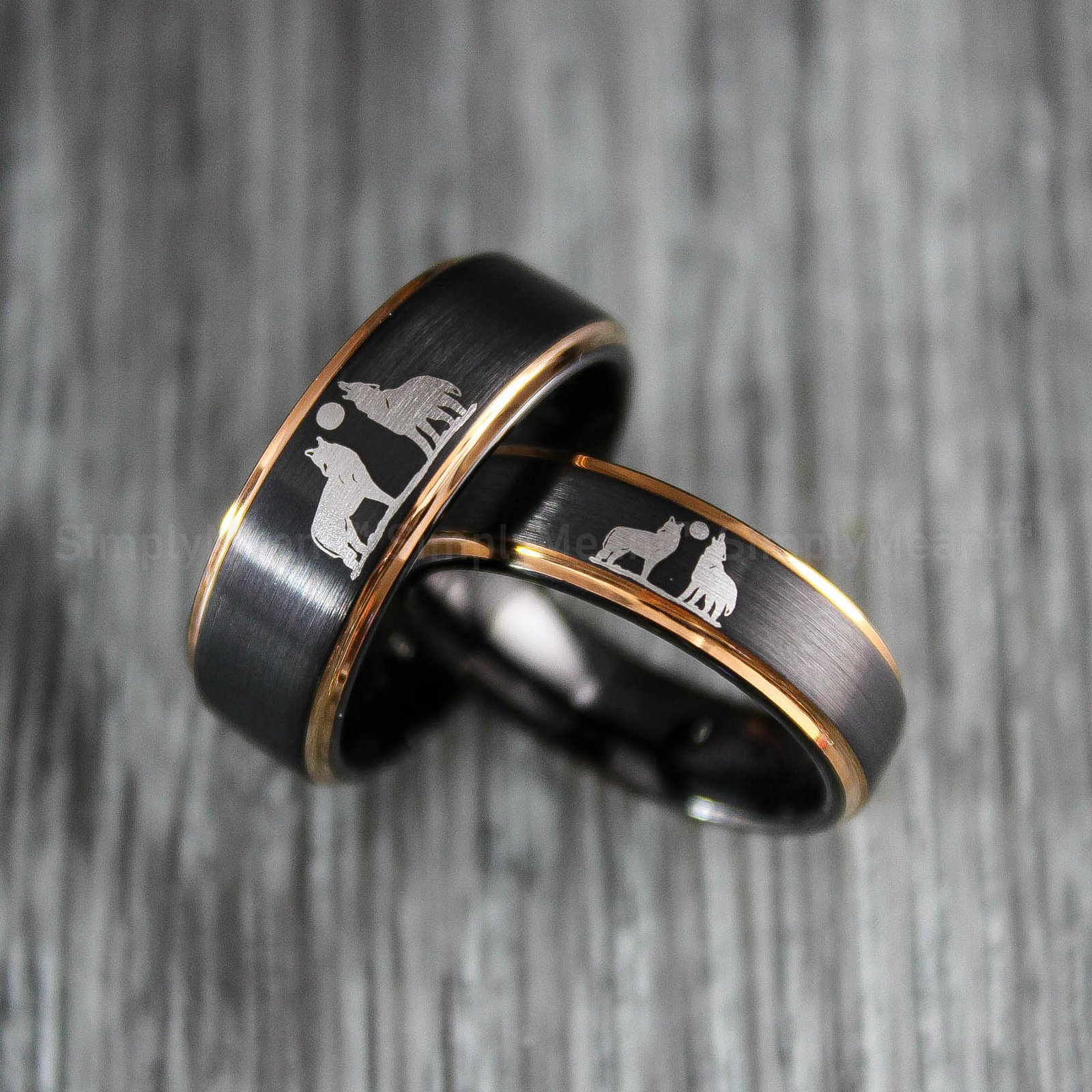 IMG_1870 Wolves Ring, Howling Wolves Wedding Band, Wolf Jewelry - Image 4