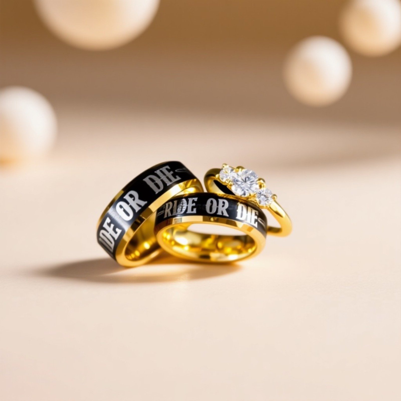 image2 Ride or Die Rings, Black Wedding Bands, Couple Ring Set, Matching Couple Rings - Image 7